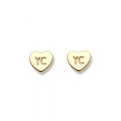 Personalised Holepunched Heart Button Stud Earrings in Sterling Silver