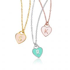 Personalised Enamel Heart Tag Necklace in Sterling Silver