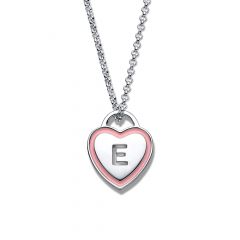 Personalised Holepunched Enamel Heart Necklace in Sterling Silver