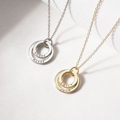 Personalised Double Family Circles Necklace in Sterling Silver