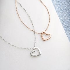 Personalised Double sided Heart Necklace in Sterling Silver