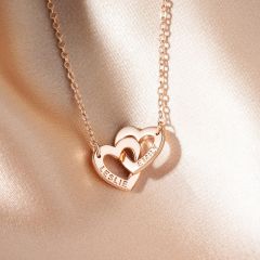 Personalised Mini Heart interlocking Necklace in Sterling Silver