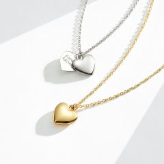 Personalised Minimal Open Heart Necklace in Sterling Silver