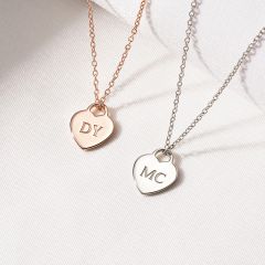 Personalised Heart Plate Necklace in Sterling Silver