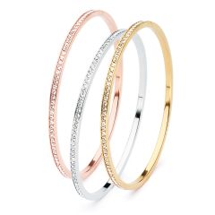 MYJS Magic Bangle Jewellery Set with Clear with Austrian Crystals 3 Gold Plated
