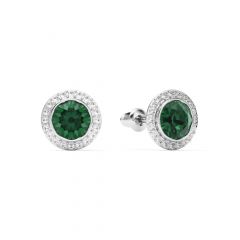Angelic Stud Earrings Emerald Crystals Rhodium Plated