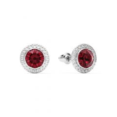 Angelic Stud Earrings Ruby Crystals Rhodium Plated