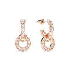 Circle Petite Drop Earrings Clear Crystal Rose Gold Plated