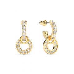 Circle Petite Drop Earrings Clear Crystal Gold Plated
