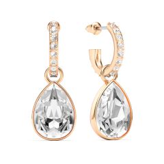 Statement Teardrop Clear Crystals Drop Earrings Rose Gold Plated
