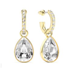 Statement Teardrop Clear Crystals Drop Earrings Gold Plated