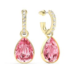 Statement Teardrop Light Rose Crystals Drop Earrings Gold Plated