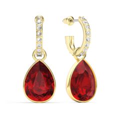 Statement Teardrop Light Siam Crystals Drop Earrings Gold Plated