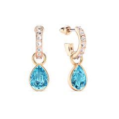 Petite Teardrop Aquamarine Crystals Drop Earrings Rose Gold Plated