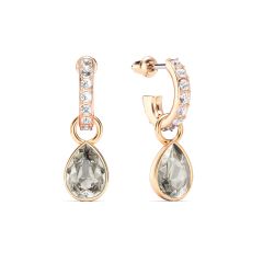 Petite Teardrop Crystal Silver Shade Crystals Drop Earrings Rose Gold Plated