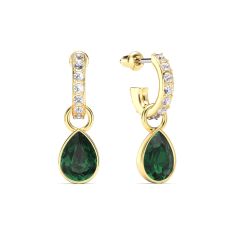 Petite Teardrop Emerald Crystals Drop Earrings Gold Plated