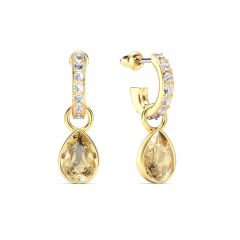 Petite Teardrop Crystal Golden Shadow Crystals Drop Earrings Gold Plated