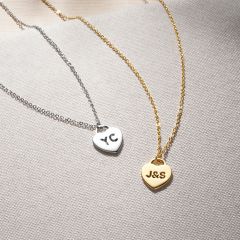 Personalised Holepunched Heart Tag Necklace in Sterling Silver